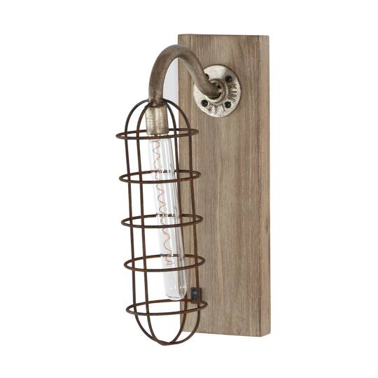 15" Brown Iron Industrial LED Wall Sconce